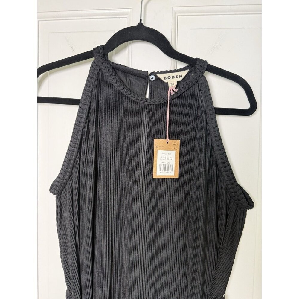 Boden Plisse Maxi Black Belted Dress Women’s 8P NWT - Picture 2 of 14